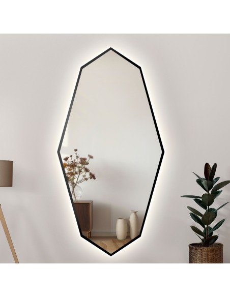 Dekoratívne zrkadlo s ostrým organickým tvarom v ráme so svietením - RIOLIT V RÁME LED