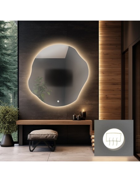 Kúpeľňové zrkadlo nepravidelného tvaru s antiparnou podložkou - CYRKON LED PREMIUM