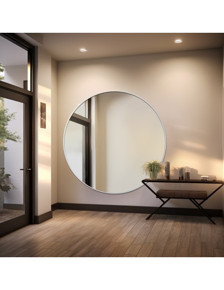 Okrúhle zrkadlo v bielom MDF SLIM ráme - OTYLIA - farba rámu podľa vášho výberu