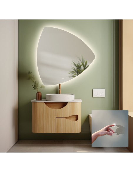 Kúpeľňové zrkadlo nepravidelného tvaru s vypínačom - KARO LED PREMIUM