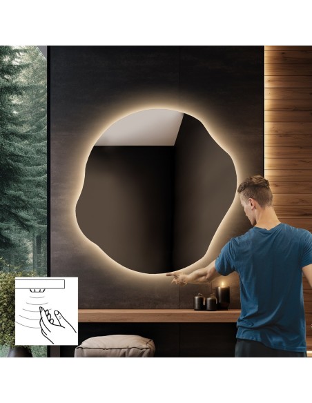 Kúpeľňové zrkadlo nepravidelného tvaru so senzorovým spínačom - CYRKON LED PREMIUM