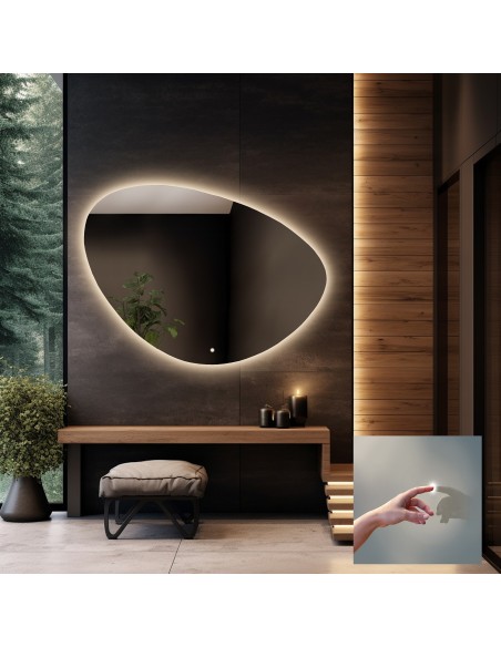 Kúpeľňové zrkadlo nepravidelného tvaru s vypínačom - OBSYDIAN LED PREMIUM