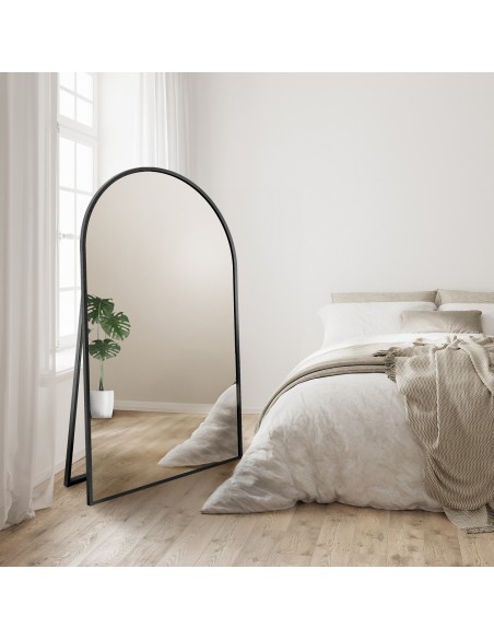 Poloválné stojace zrkadlo v ráme MDF SLIM - DOMI STOJACE