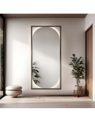 Moderné oválne zrkadlo v drevenom...