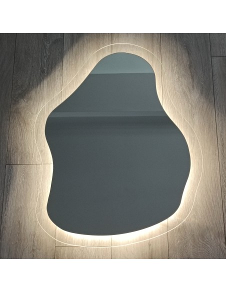 Zrkadlo s organickým tvarom na float skle s podsvietením - STONE GLASS LED