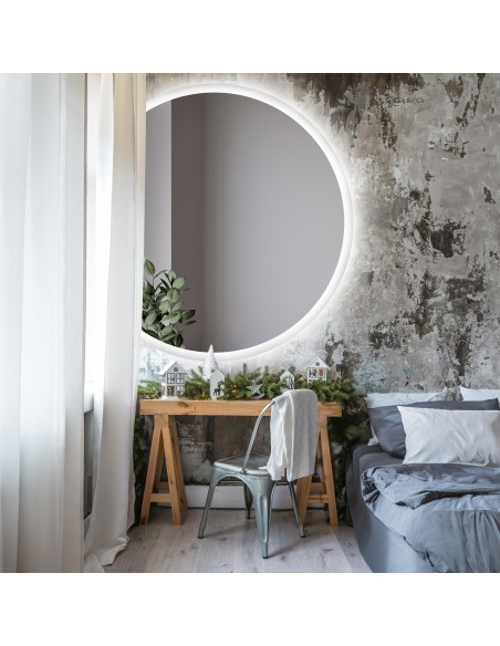 Kúpeľňové zrkadlo okrúhle so skoseným bokom s podsvietením - CAPELLA LED SKOSENÝ BOK