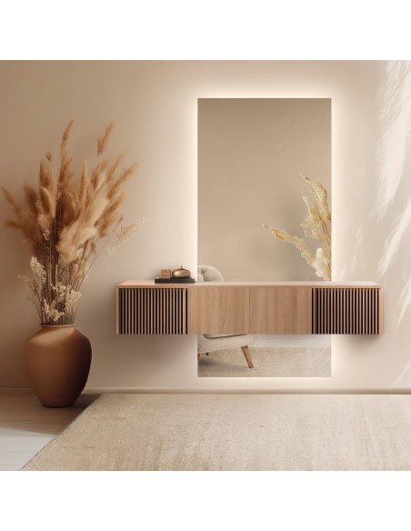 Zrkadlo na mieru obdĺžnikové v dvoch častiach k toaletnému stolíku s podsvietením - AGIS LED