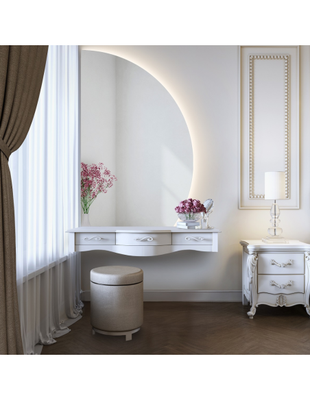 Polkruhové kúpeľňové zrkadlo so zrezaným spodkom s osvetlením - HELENA LED