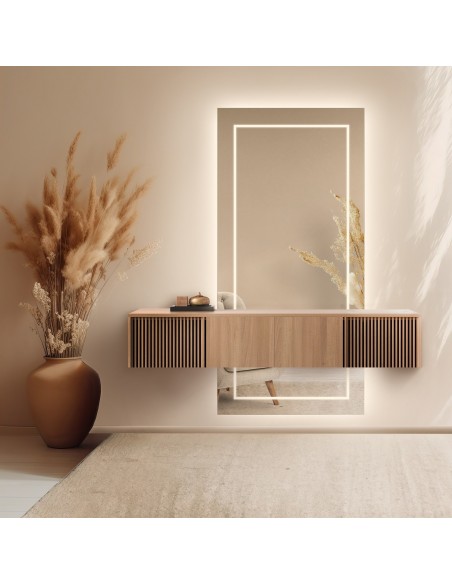 Obdĺžnikové zrkadlo z dvoch častí s osvetlením - MENA LED