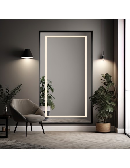 Zrkadlo v čiernom ráme s podsvietením - 1503 LED I - farba rámu na výber