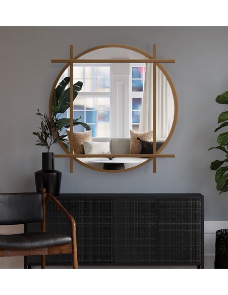 Okrúhle loftové zrkadlo s priečkami z MDF – IZYD – farba na výber