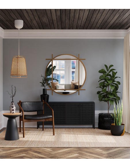 Okrúhle loftové zrkadlo s priečkami z MDF – IZYD – farba na výber