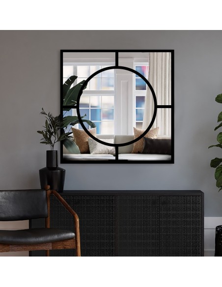 Štvorcové zrkadlo s loftovým kruhom z MDF – MERA