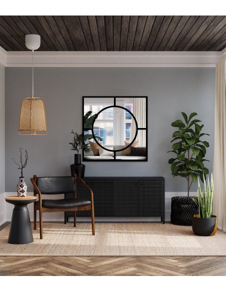 Štvorcové zrkadlo s loftovým kruhom z MDF – MERA