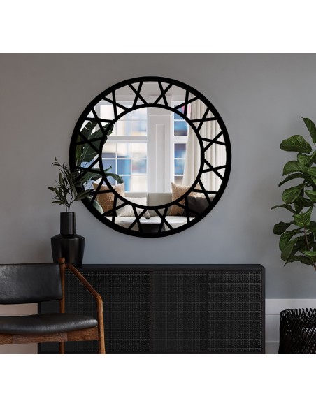Okrúhle dekoratívne zrkadlo s priečkami v loftovom štýle - ELENA