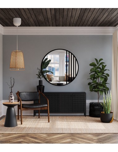 Okrúhle zrkadlo s priečkami v čiernom...