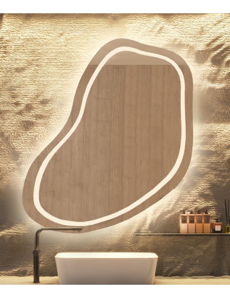 Kúpeľňové zrkadlo s nepravidelným tvarom - KWARC LED II