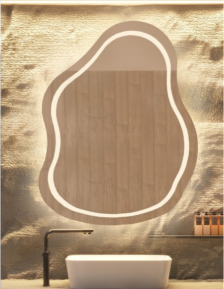 Kúpeľňové zrkadlo s nepravidelným tvarom - STONE LED II