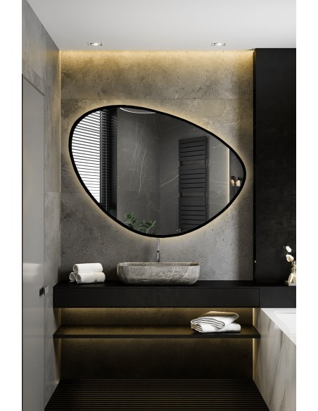 Zrkadlo s nepravidelným tvarom v rámiku s osvetlením - OBSYDIAN V RÁME LED