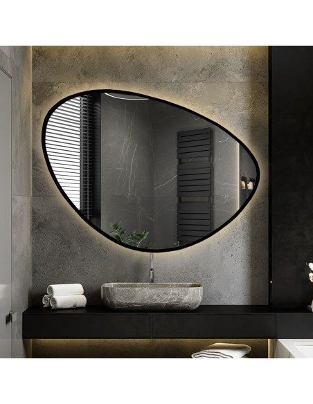 Zrkadlo s nepravidelným tvarom v rámiku s osvetlením - OBSYDIAN V RÁME LED