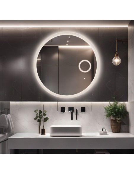 Kúpeľňové okrúhle zrkadlo s led zoom zrkadlom - CAPELLA LED PREMIUM