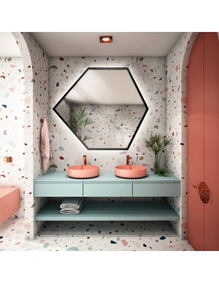 Zrkadlo geometrického tvaru v ráme s osvetlením – GEOME V RÁME LED