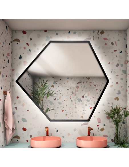 Zrkadlo geometrického tvaru v ráme s osvetlením – GEOME V RÁME LED