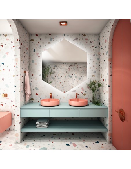 Zrkadlo geometrického tvaru s osvetlením – HEXA LED