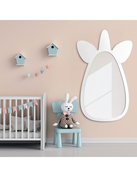 Dekoratívne nástenné zrkadlo pre deti v ráme z MDF - JEDNOROŽEC