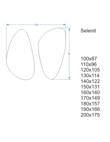 Súprava dvoch nepravidelných zrkadiel v ráme s podsvietením - SELENIT V RÁME LED