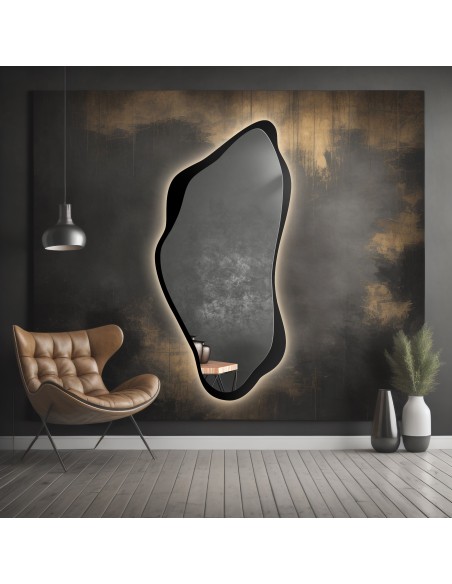 Zrkadlo nepravidelného tvaru s MDF rámom a podsvietením - PIENA V LED RÁME
