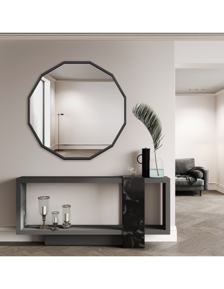 Viacúhlové zrkadlo v čiernom ráme z MDF - WIELO - farba rámu podľa vášho výberu