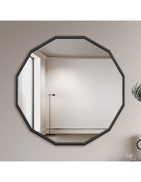Viacúhlové zrkadlo v čiernom ráme z MDF - WIELO - farba rámu podľa vášho výberu