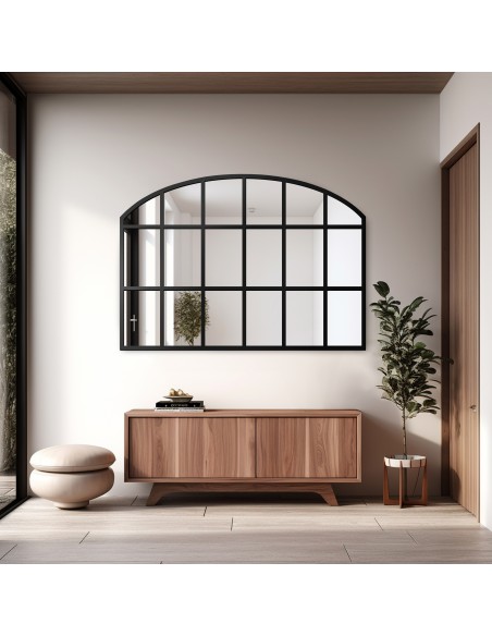 Loftové okenné zrkadlo s priečkami z MDF – REBEKA – farba rámu na výber