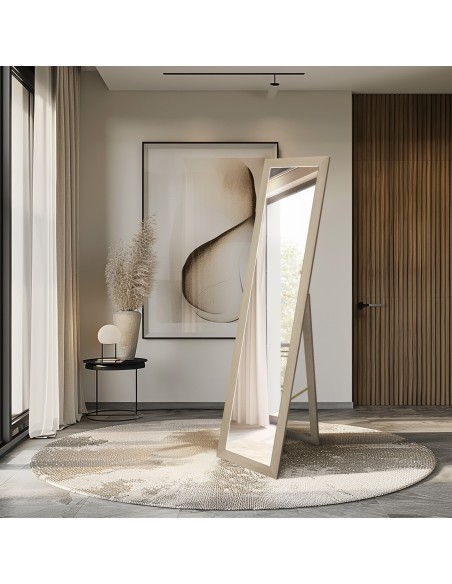 Stojace zrkadlo v ráme zo surového dreva v škandinávskom štýle - 5005