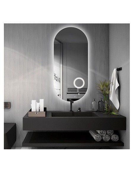 Kúpeľňové oválne zrkadlo s LED zoom zrkadlom - NIKO LED PREMIUM
