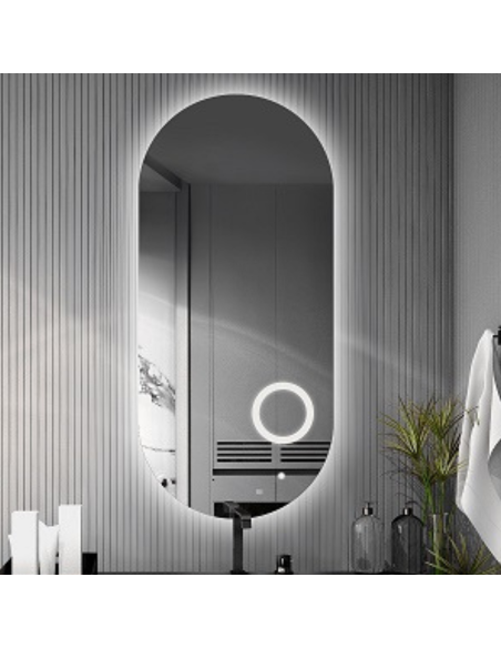 Kúpeľňové oválne zrkadlo s LED zoom zrkadlom - NIKO LED PREMIUM