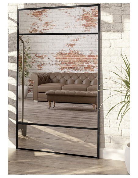 Loftové zrkadlo s priečkami – ALFRED – farba rámu na výber