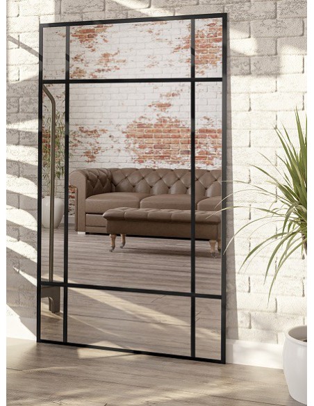 Loftové zrkadlo s priečkami – ROLAND – farba rámu na výber