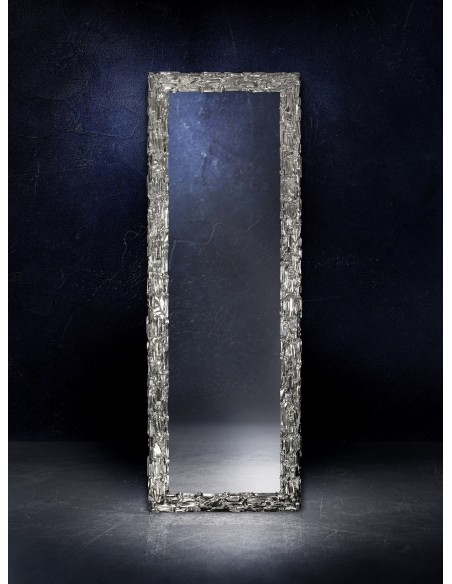 Luxusné nástenné zrkadlo v bohato zdobenom striebornom ráme - 9003002