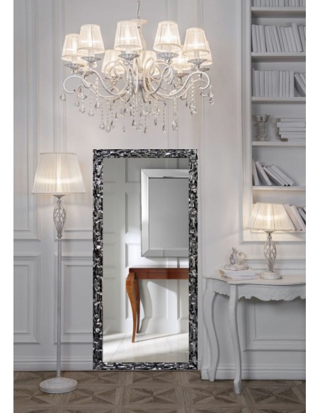 Luxusné nástenné zrkadlo v bohato zdobenom striebornom ráme - 9003002