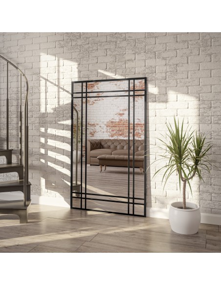 Loftové zrkadlo s priečkami – DEMETER BIS – farba rámu na výber