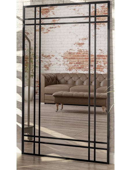 Loftové zrkadlo s priečkami – DEMETER BIS – farba rámu na výber