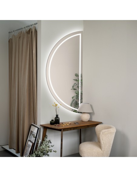 Polkruhové pieskované kúpeľňové zrkadlo s osvetlením - HELENA LED I