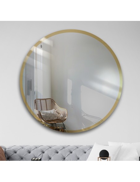 Okrúhle zrkadlo v ráme so zlatým leskom - BELLA