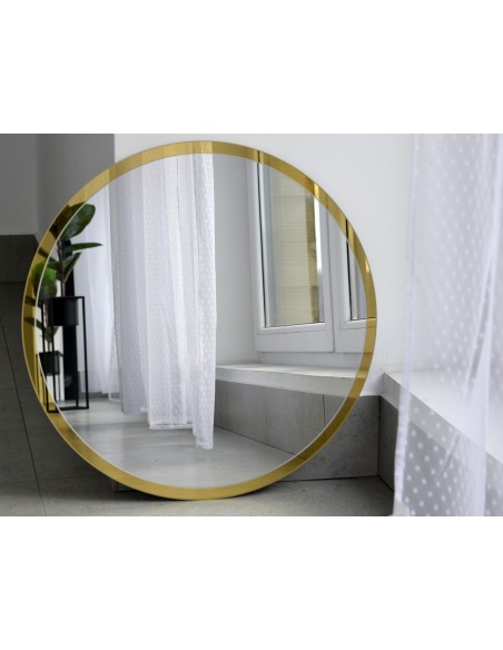 Okrúhle zrkadlo v ráme so zlatým leskom - BELLA