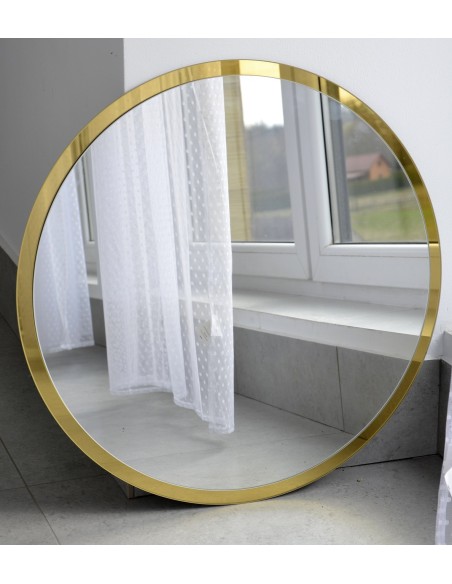Okrúhle zrkadlo v ráme so zlatým leskom - BELLA