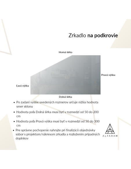 Pieskované zrkadlo na podkrovie - NA MIERU - NIDA LED