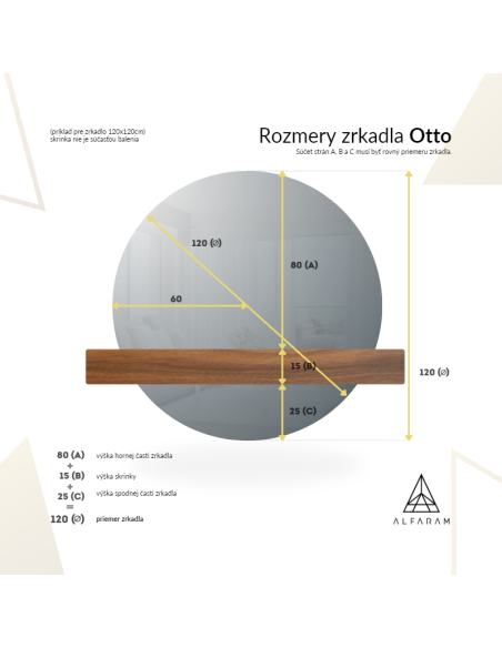 Kruhové zrkadlo v dvoch častiach v ráme - OTTO