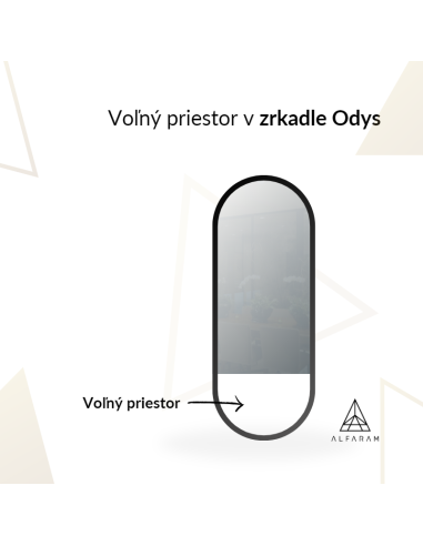 Oválne zrkadlo v matnom čiernom ráme...
